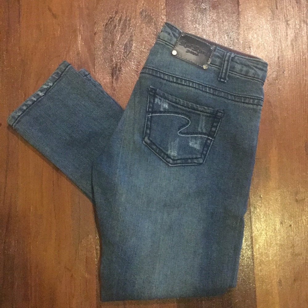 Distressed Red Rivet Jeans